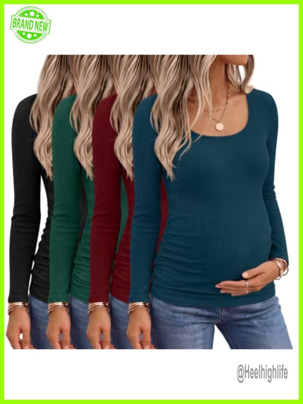 Huukeay 4 Pack Womens Maternity Shirt Long Sleeve Pregnancy Top